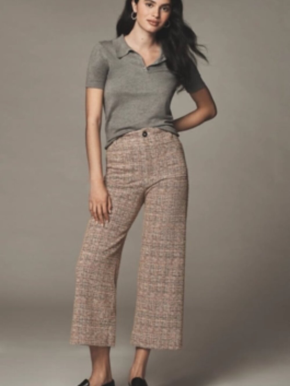 The Colette Tweed Crop Wide-Leg Pants by Maeve